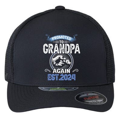 Promoted To Grandpa Again Funny Pregnancy Announcement 2024 Flexfit Unipanel Trucker Cap