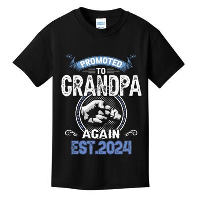 Promoted To Grandpa Again Funny Pregnancy Announcement 2024 Kids T-Shirt