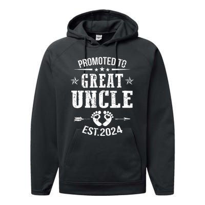 Promoted To Great Uncle Est 2024 Soon To Be Uncle Performance Fleece Hoodie