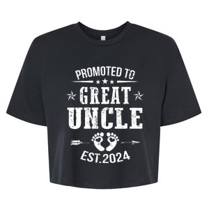 Promoted To Great Uncle Est 2024 Soon To Be Uncle Bella+Canvas Jersey Crop Tee