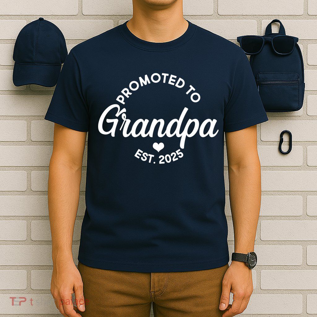 Promoted To Grandpa Est 2025 T-Shirt