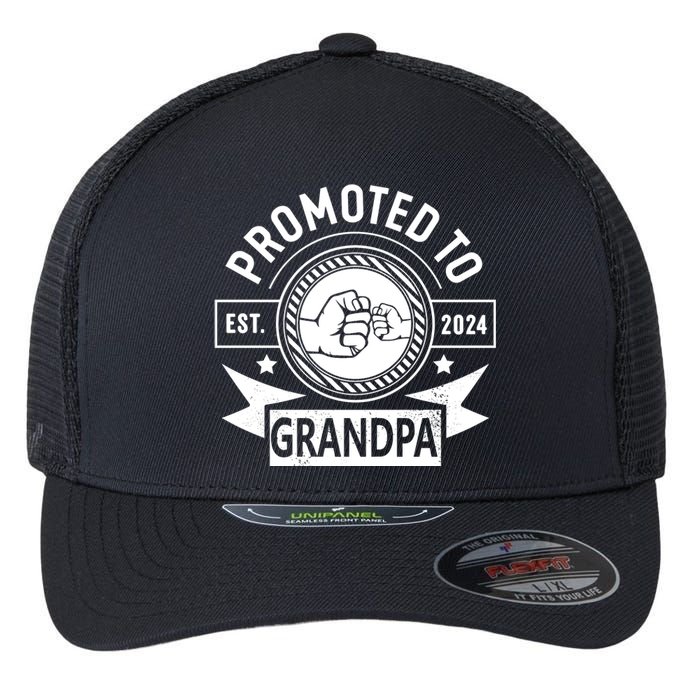 Promoted To Grandpa Est 2024 Soon To Be Grandpa Funny Pregnancy Announcement Flexfit Unipanel Trucker Cap