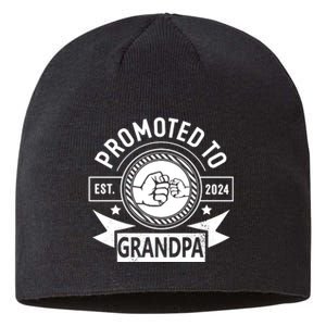 Promoted To Grandpa Est 2024 Soon To Be Grandpa Funny Pregnancy Announcement Sustainable Beanie