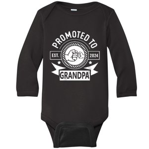 Promoted To Grandpa Est 2024 Soon To Be Grandpa Funny Pregnancy Announcement Baby Long Sleeve Bodysuit