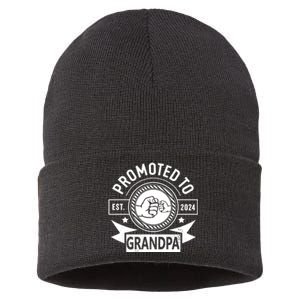 Promoted To Grandpa Est 2024 Soon To Be Grandpa Funny Pregnancy Announcement Sustainable Knit Beanie