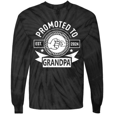 Promoted To Grandpa Est 2024 Soon To Be Grandpa Funny Pregnancy Announcement Tie-Dye Long Sleeve Shirt