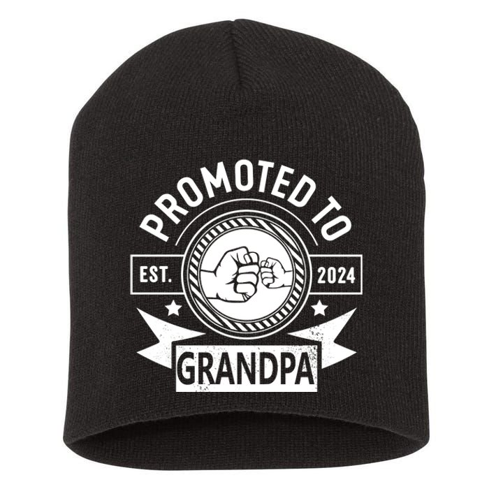 Promoted To Grandpa Est 2024 Soon To Be Grandpa Funny Pregnancy Announcement Short Acrylic Beanie