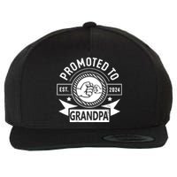 Promoted To Grandpa Est 2024 Soon To Be Grandpa Funny Pregnancy Announcement Wool Snapback Cap