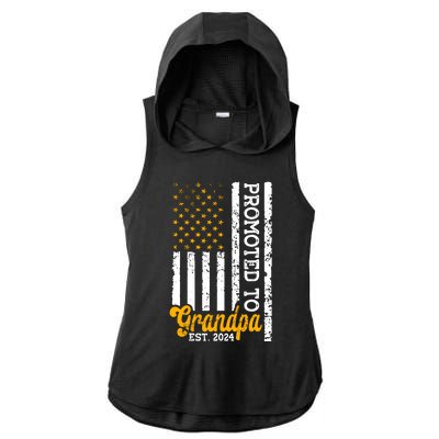 Promoted To Grandpa Est 2024 First Time Grandpa Patriotic Ladies PosiCharge Tri-Blend Wicking Draft Hoodie Tank