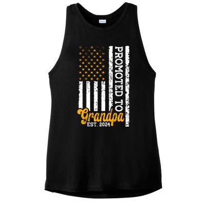 Promoted To Grandpa Est 2024 First Time Grandpa Patriotic Ladies PosiCharge Tri-Blend Wicking Tank