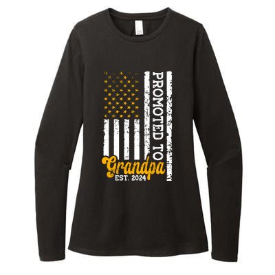 Promoted To Grandpa Est 2024 First Time Grandpa Patriotic Womens CVC Long Sleeve Shirt