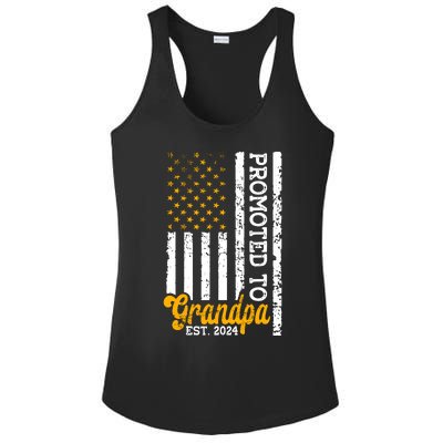 Promoted To Grandpa Est 2024 First Time Grandpa Patriotic Ladies PosiCharge Competitor Racerback Tank