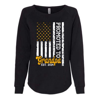 Promoted To Grandpa Est 2024 First Time Grandpa Patriotic Womens California Wash Sweatshirt