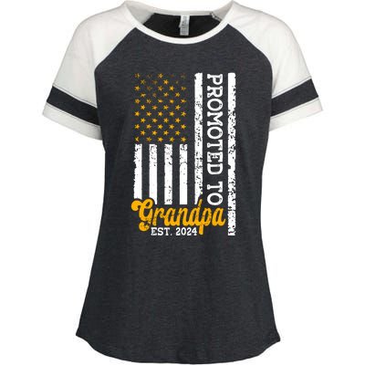 Promoted To Grandpa Est 2024 First Time Grandpa Patriotic Enza Ladies Jersey Colorblock Tee