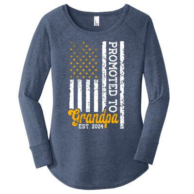 Promoted To Grandpa Est 2024 First Time Grandpa Patriotic Women's Perfect Tri Tunic Long Sleeve Shirt