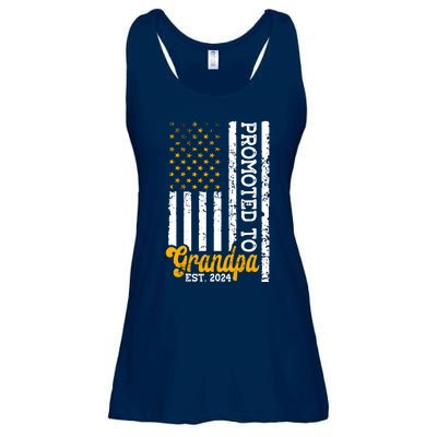 Promoted To Grandpa Est 2024 First Time Grandpa Patriotic Ladies Essential Flowy Tank