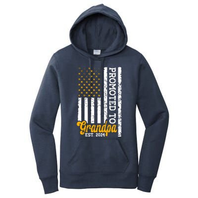 Promoted To Grandpa Est 2024 First Time Grandpa Patriotic Women's Pullover Hoodie