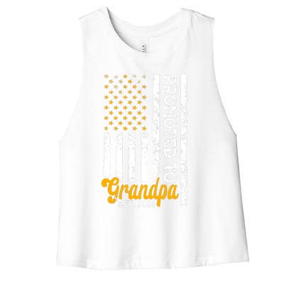 Promoted To Grandpa Est 2024 First Time Grandpa Patriotic Women's Racerback Cropped Tank