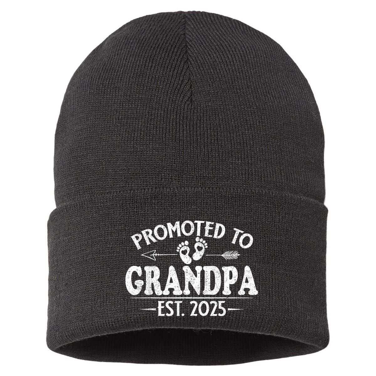 Promoted To Grandpa 2025 Grandpa Est 2025 Soon To Be Grandpa Sustainable Knit Beanie