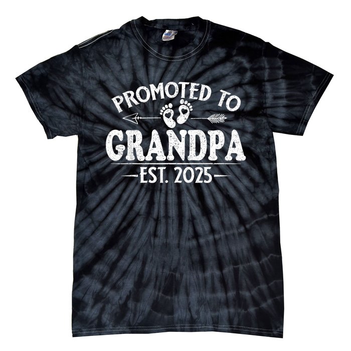 Promoted To Grandpa 2025 Grandpa Est 2025 Soon To Be Grandpa Tie-Dye T-Shirt