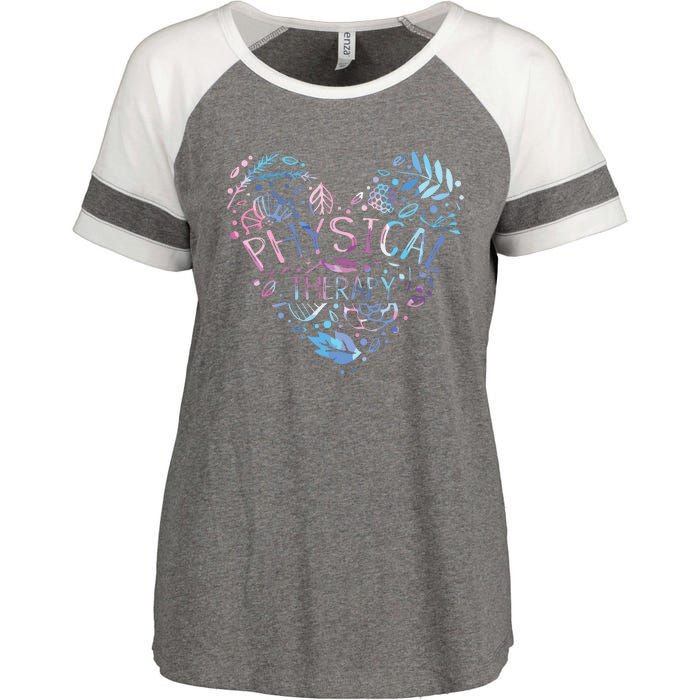 Physical Therapist Gift Heart PT Physical Therapy Enza Ladies Jersey Colorblock Tee