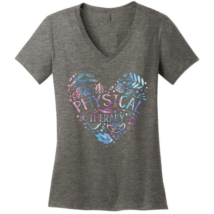 Physical Therapist Gift Heart PT Physical Therapy Women's V-Neck T-Shirt