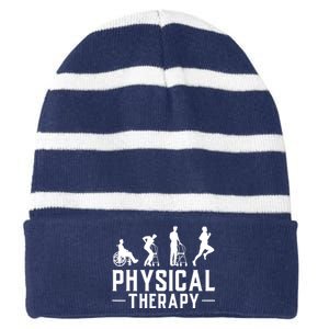 Physical Therapist Gift Physiotherapy Physical Therapy Striped Beanie with Solid Band