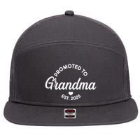 Promoted To Grandma Est 2025 7 Panel Mesh Trucker Snapback Hat