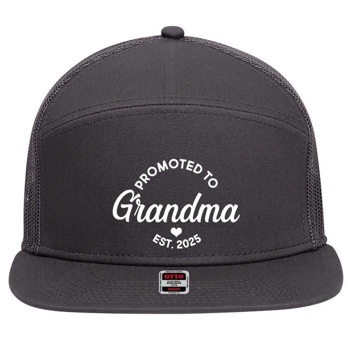 Promoted To Grandma Est 2025 7 Panel Mesh Trucker Snapback Hat