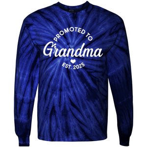 Promoted To Grandma Est 2025 Tie-Dye Long Sleeve Shirt