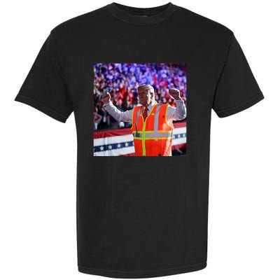 President Trump Garbage Truck Worker Vest Maga 2025 Garment-Dyed Heavyweight T-Shirt