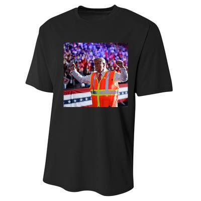 President Trump Garbage Truck Worker Vest Maga 2025 Performance Sprint T-Shirt