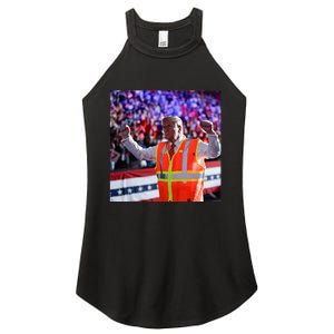 President Trump Garbage Truck Worker Vest Maga 2025 Women's Perfect Tri Rocker Tank