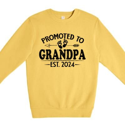 Promoted To Grandpa Est. 2024 Grandparents Baby Announcement Premium Crewneck Sweatshirt