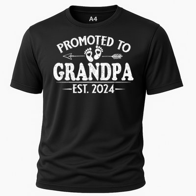 Promoted To Grandpa Est. 2024 Grandparents Baby Announcement Cooling Performance Crew T-Shirt