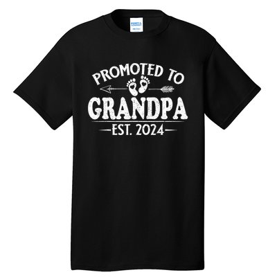 Promoted To Grandpa Est. 2024 Grandparents Baby Announcement Tall T-Shirt