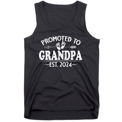 Promoted To Grandpa Est. 2024 Grandparents Baby Announcement Tank Top