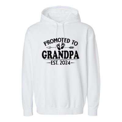 Promoted To Grandpa Est. 2024 Grandparents Baby Announcement Garment-Dyed Fleece Hoodie