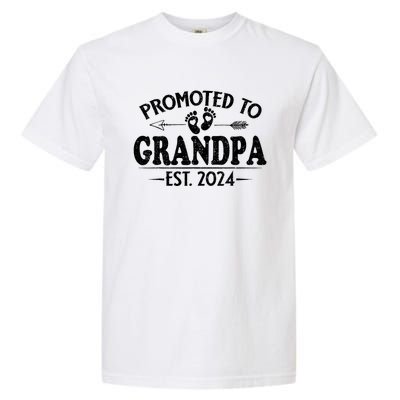 Promoted To Grandpa Est. 2024 Grandparents Baby Announcement Garment-Dyed Heavyweight T-Shirt