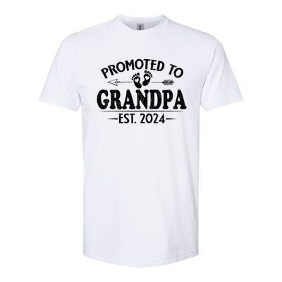 Promoted To Grandpa Est. 2024 Grandparents Baby Announcement Softstyle CVC T-Shirt