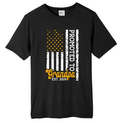 Promoted To Grandpa Est 2024 First Time Grandpa Patriotic Tall Fusion ChromaSoft Performance T-Shirt