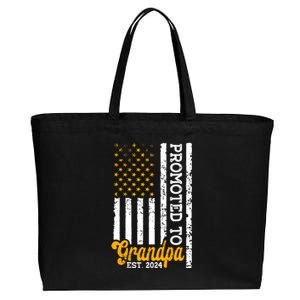 Promoted To Grandpa Est 2024 First Time Grandpa Patriotic Cotton Canvas Jumbo Tote