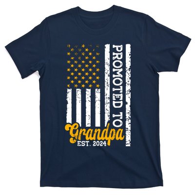 Promoted To Grandpa Est 2024 First Time Grandpa Patriotic T-Shirt