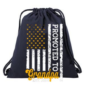 Promoted To Grandpa Est 2024 First Time Grandpa Patriotic Drawstring Bag