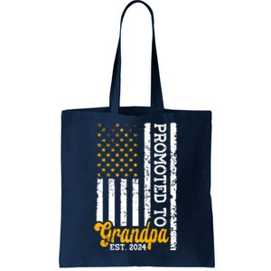 Promoted To Grandpa Est 2024 First Time Grandpa Patriotic Tote Bag