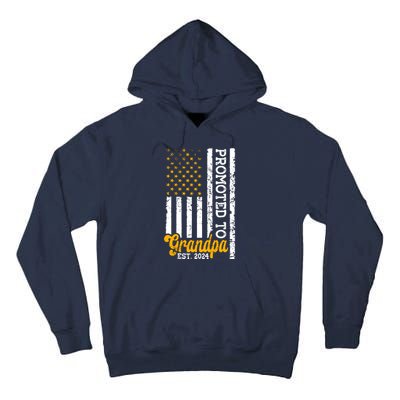 Promoted To Grandpa Est 2024 First Time Grandpa Patriotic Tall Hoodie