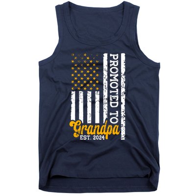 Promoted To Grandpa Est 2024 First Time Grandpa Patriotic Tank Top