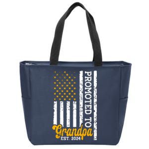 Promoted To Grandpa Est 2024 First Time Grandpa Patriotic Zip Tote Bag