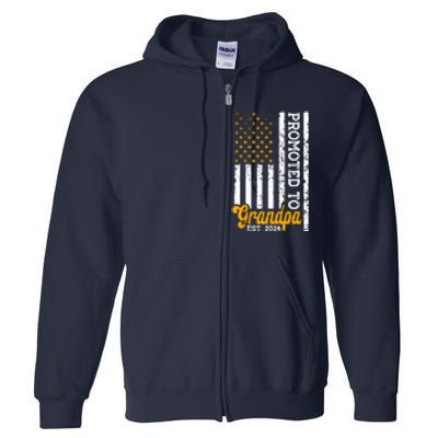 Promoted To Grandpa Est 2024 First Time Grandpa Patriotic Full Zip Hoodie