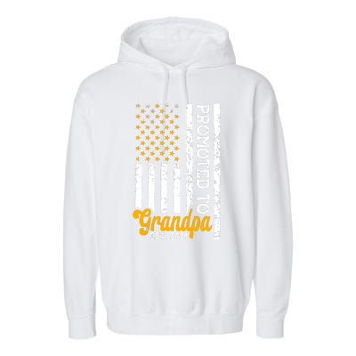 Promoted To Grandpa Est 2024 First Time Grandpa Patriotic Garment-Dyed Fleece Hoodie